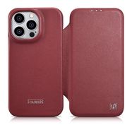 iCarer CE Premium Leather Folio Case iPhone 14 Pro Magnetic Flip Leather Folio Case MagSafe Red (WMI14220714-RD), iCarer