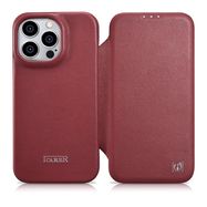 iCarer CE Premium Leather Folio Case iPhone 14 Pro Magnetic Flip Leather Folio Case MagSafe Red (WMI14220714-RD), iCarer