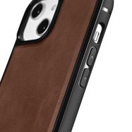 iCarer Leather Oil Wax case covered with natural leather for iPhone 14 brown (WMI14220717-BN), iCarer