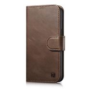 iCarer Oil Wax Wallet Case 2in1 Cover iPhone 14 Pro Anti-RFID Leather Flip Case Brown (WMI14220722-BN), iCarer