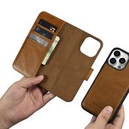 iCarer Oil Wax Wallet Case 2in1 Cover iPhone 14 Pro Anti-RFID Leather Flip Case Brown (WMI14220722-TN), iCarer