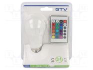 LED lamp; warm white; E27; 230VAC; 810lm; 10W; 180°; 3000K GTV Poland