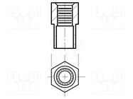 Screwed spacer sleeve; Int.thread: UNC4-40; hexagonal; brass KEYSTONE