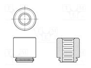 Screwed spacer sleeve; 3.18mm; Int.thread: UNC6-32; cylindrical KEYSTONE