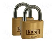 Padlock; shackle; Quan: 2pcs; brass; Protection: medium (level 7) KASP