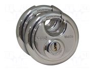 Padlock; round,shackle; stainless steel; A: 70mm; B: 17mm; C: 10mm KASP