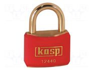 Padlock; shackle; brass; Protection: low (level 4); A: 40mm; B: 21mm KASP