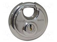 Padlock; round,shackle; stainless steel; A: 70mm; B: 17mm; C: 10mm KASP