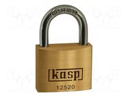 Padlock; shackle; brass; Protection: low (level 2); A: 20mm; B: 12mm KASP