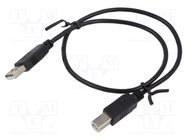 Cable; USB 2.0; USB A plug,USB B plug; 0.5m; black 