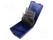 Drill set; for metal; high speed steel; plastic cassette; 19pcs. DKM