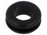 Grommet; Ømount.hole: 15mm; Øhole: 11mm; black; 0÷80°C; PVC ESSENTRA