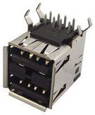 USB STACKED, 2.0 TYPE A, 2PORT, R/A