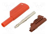 Plug; 4mm banana; 32A; 1kV; red; insulated; Max.wire diam: 4mm SCHÜTZINGER