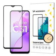 Wozinsky super tough Full Glue Full Glue Full Screen Tempered Glass with Case Friendly Realme C31 Black Frame, Wozinsky