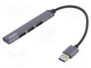 Hub USB; USB A socket x4,USB A plug; USB 2.0,USB 3.1; PnP; grey SAVIO