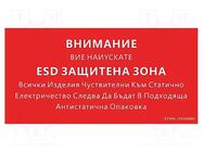 Information board; ESD; 150x300mm; red; Language: BG STATICTEC