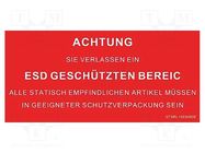 Information board; ESD; 150x300mm; red; Language: DE STATICTEC