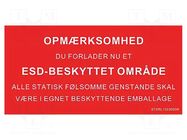 Information board; ESD; 150x300mm; red; Language: DK STATICTEC