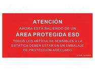 Information board; ESD; 150x300mm; red; Language: ES STATICTEC