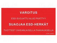 Information board; ESD; 150x300mm; red; Language: FI STATICTEC
