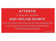 Information board; ESD; 150x300mm; red; Language: NL STATICTEC