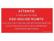 Information board; ESD; 150x300mm; red; Language: NL STATICTEC