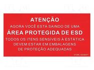 Information board; ESD; 150x300mm; red; Language: PT STATICTEC