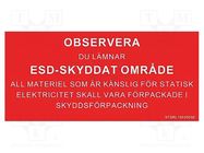 Information board; ESD; 150x300mm; red; Language: SE STATICTEC