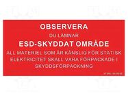 Information board; ESD; 150x300mm; red; Language: SE STATICTEC