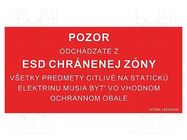 Information board; ESD; 150x300mm; red; Language: SK STATICTEC