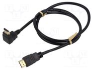 Cable; HDCP 2.2,HDMI 2.0; HDMI plug,HDMI plug 90°; PVC; 1m; black Goobay