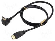 Cable; HDMI plug,HDMI plug 90°; PVC; 1m; black; HDCP 2.2,HDMI 2.0 Goobay