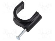 Holder; black; on round cable; 100pcs; with a nail; Ø: 16mm Goobay
