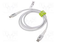 Cable; USB 2.0; USB C plug,both sides; 1m; white; 0.48Gbps; 60W; 3A Goobay