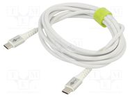 Cable; USB 2.0; USB C plug,both sides; 2m; white; 0.48Gbps; 60W; 3A Goobay