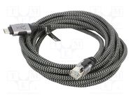 Cable; USB 3.1; RJ45 plug,USB C plug; nickel plated; 3m; U/FTP Goobay