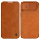 Nillkin Qin Leather Pro Case iPhone 14 Plus Camera Cover Holster Cover Flip Case Brown, Nillkin