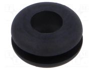 Grommet; Ømount.hole: 9.5mm; Øhole: 6.4mm; black; -40÷135°C; UL94HB ESSENTRA