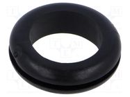 Grommet; Ømount.hole: 20mm; Øhole: 16mm; black; 0÷80°C; PVC ESSENTRA