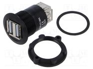 Adapter; USB A socket x2,both sides; USB 2.0; Thread: M25; 1÷10mm ONPOW