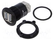Adapter; USB A socket x2,both sides; USB 2.0; Thread: M22; 1÷10mm ONPOW