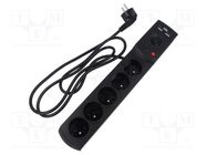 Plug socket strip: protective; Sockets: 5; 230VAC; 10A; black; 5m KEL