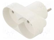 Connector: AC supply; splitter; 2P; 250VAC; 16A; Type: round; white JONEX