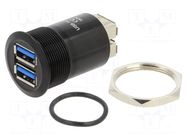 Adapter; USB A socket x2,both sides; USB 3.0; Thread: M25; 1÷10mm ONPOW