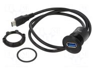 Adapter; USB A socket,USB C plug; Thread: M22; 1÷10mm; Body: black ONPOW