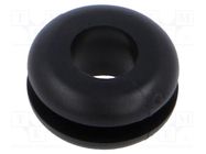 Grommet; Ømount.hole: 9.5mm; Øhole: 6.4mm; black; 0÷80°C; PVC ESSENTRA