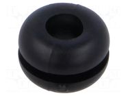 Grommet; Ømount.hole: 6.4mm; Øhole: 4mm; black; 0÷80°C; PVC ESSENTRA