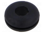 Grommet; Ømount.hole: 6.4mm; Øhole: 4mm; black; -40÷135°C; UL94HB ESSENTRA