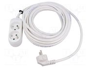 Extension lead; 3x1.5mm2; Sockets: 2; PVC; white; 10m; 16A JONEX